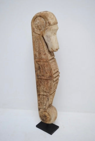 Sea Horse Huge Vintage Balinese Wood Sculpture with Iron Stand