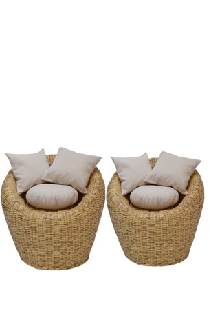 Moroccan Kiane Rattan Tub Chair Set of Two