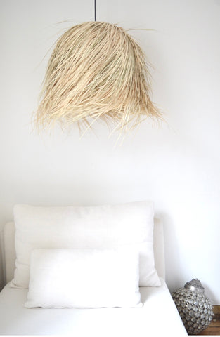 BoutiqueMaroc Raffia Palm lamp Domed Medium Natural Woven Raffia Pendant Light