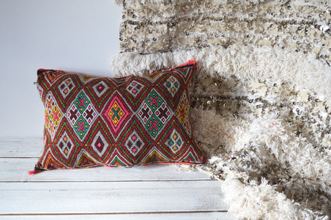 Vintage Moroccan Berber Pillow Kilim