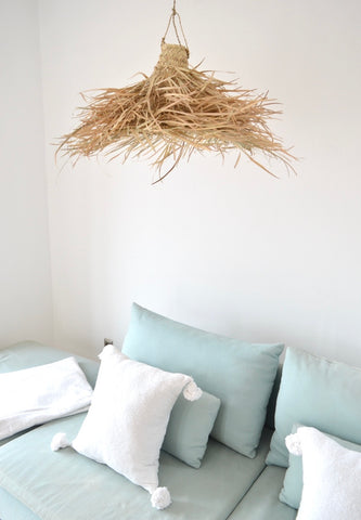 Moroccan Rattan Lampshade Large Natural Woven Raffia Pendant Light