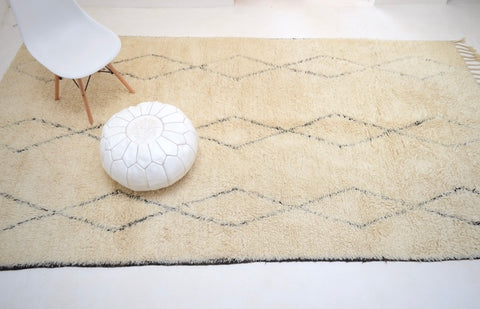 Vintage BENI OURAIN Rug Plush Wool Diamond Rug