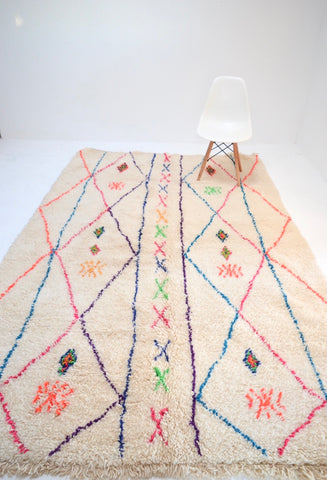 Vintage Beni Ourain Plush Moroccan Neon Rug