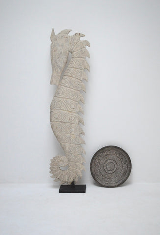 Sea Horse Huge vintage Wood Sculpture on Iron Stand