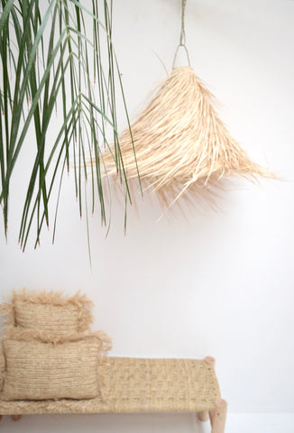 Moroccan Raffia Palm Large Lampshade Natural Woven Raffia Pendant Light