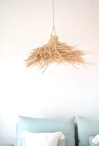 Moroccan Rattan Lampshade Large Natural Woven Raffia Pendant Light