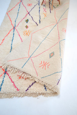 Vintage Beni Ourain Plush Moroccan Neon Rug