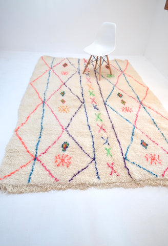 Vintage Beni Ourain Plush Moroccan Neon Rug
