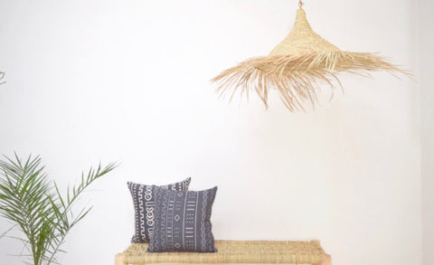 Moroccan Raffia Lampshade Natural Woven Raffia Pendant Light