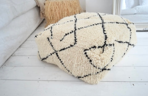 Moroccan Beni Ourain Pouf Berber Floor Cushion Ottoman