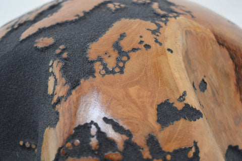 Teak Wood Globe 30 CM Black on Rotative Base