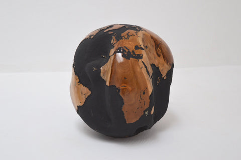 Teak Wood Globe 30 CM Black on Rotative Base