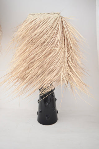 Raffia Palm Table Lamp Black Large Natural Woven Raffia Palm Shade & Ceramic Base