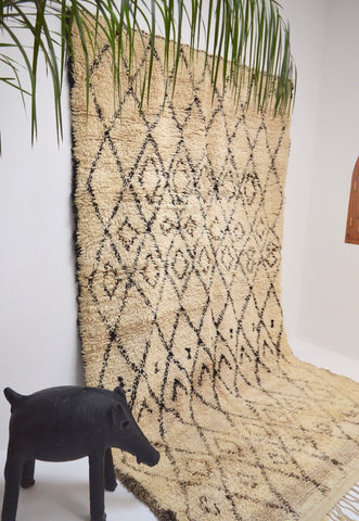 Vintage BENI OURAIN Rug Hand Woven Wool Rug