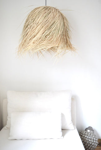 Raffia Palm lamp Dome Medium Natural Woven Raffia Pendant Light BoutiqueMaroc