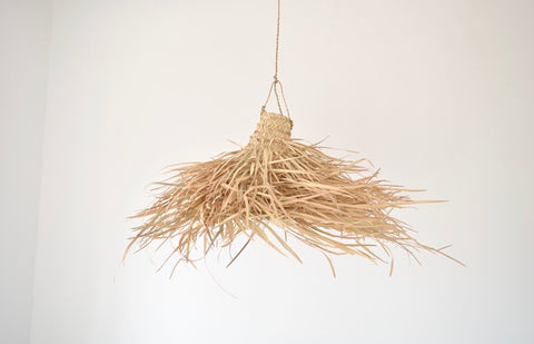 Moroccan Rattan Lampshade Large Natural Woven Raffia Pendant Light
