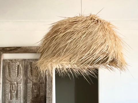 Raffia Palm lamp Huge 100 cm Ball Medium Natural Woven Raffia Pendant Light BoutiqueMaroc