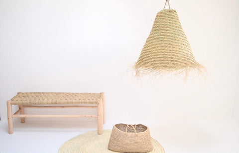 Moroccan Handmade Rattan braided Lampshade Woven Natural Rattan Pendant Light