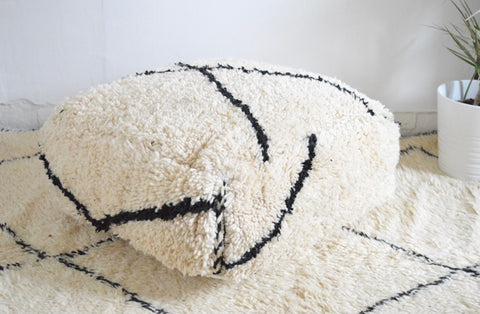 Vintage Beni Ourain Pouf Berber Floor Cushion Pillow