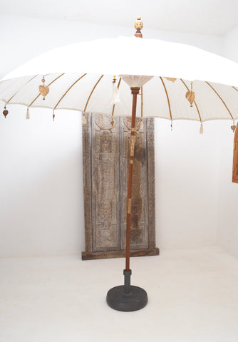 Bali Parasol with Capiz Shells, Hearts and Wooden Beads