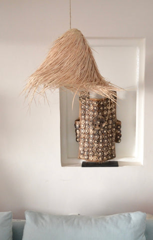 Moroccan Raffia Palm Large Frame Conical Lampshade Natural Woven Raffia Pendant Light