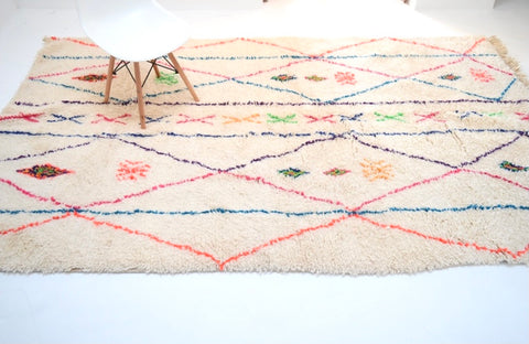 Vintage Beni Ourain Plush Moroccan Neon Rug