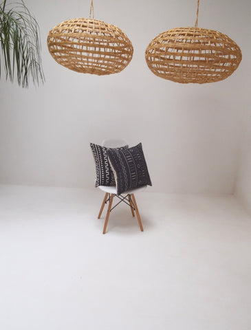 Moroccan Rattan lampshade x 2 Large Natural Handmade Pendant Light