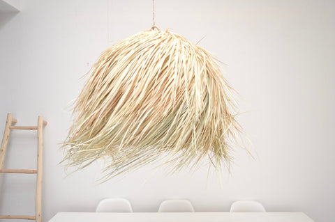Raffia Palm Ball lamp Natural Woven Raffia Pendant Light BoutiqueMaroc