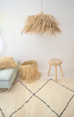 Moroccan Rattan Large Lampshade Natural Woven Raffia Pendant Light