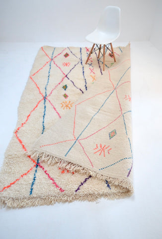 Vintage Beni Ourain Plush Moroccan Neon Rug