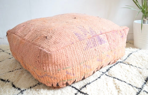 Moroccan Boujaad Pouf Vintage Berber Rug Pouf Handmade Pouf Floor Pillow
