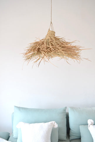 Moroccan Rattan Lampshade Natural Woven Raffia Pendant Light