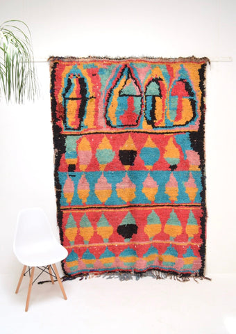 Vintage Moroccan Boucherouite Rug