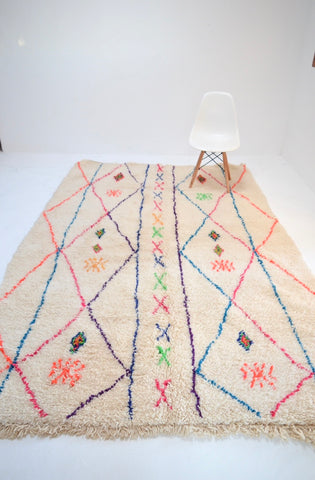 Vintage Beni Ourain Plush Moroccan Neon Rug