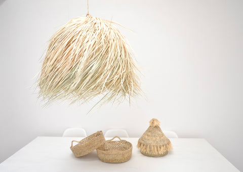 Raffia Palm Ball lamp Natural Woven Raffia Pendant Light BoutiqueMaroc