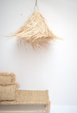 Moroccan Raffia Palm Large Lampshade Natural Woven Raffia Pendant Light