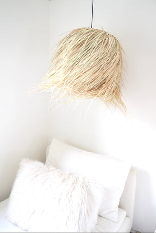 BoutiqueMaroc Raffia Palm lamp Domed Medium Natural Woven Raffia Pendant Light