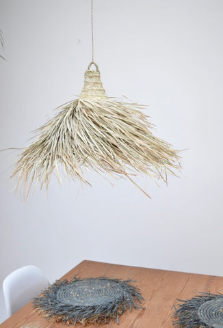 Moroccan Rattan Lampshade Large Natural Woven Raffia Pendant Light