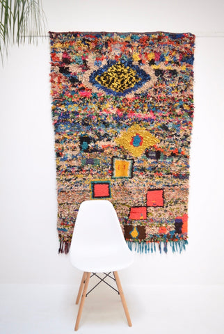 Moroccan Vintage Boucherouite Rug BOU722