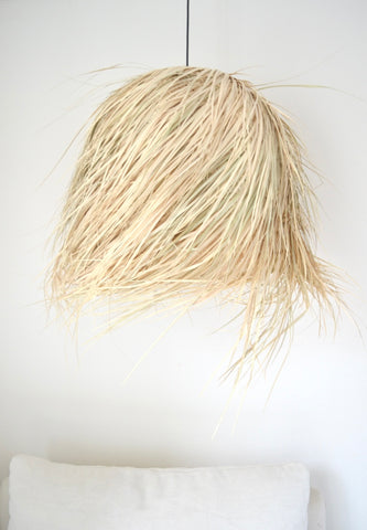 BoutiqueMaroc Raffia Palm lamp Domed Medium Natural Woven Raffia Pendant Light