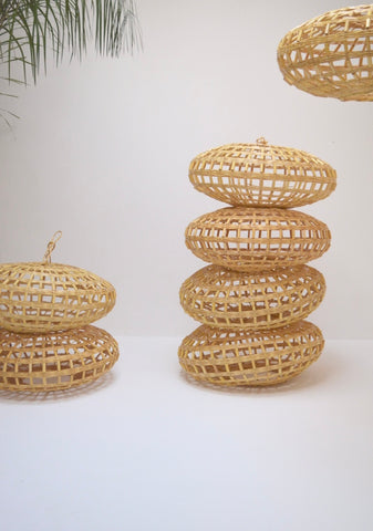 Sahara Moon Moroccan Rattan lampshade Set of 2 Large Natural Handmade Pendant Light