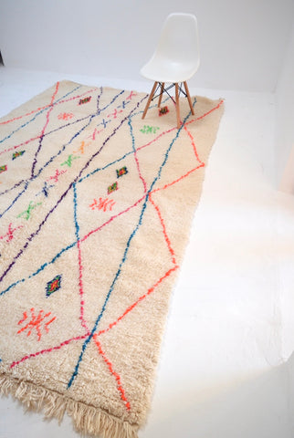 Vintage Beni Ourain Plush Moroccan Neon Rug