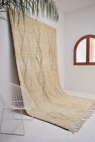 Vintage BENI OURAIN Rug Plush Wool Diamond Rug BQ1771