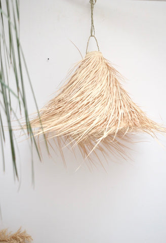 Moroccan Raffia Palm Large Lampshade Natural Woven Raffia Pendant Light