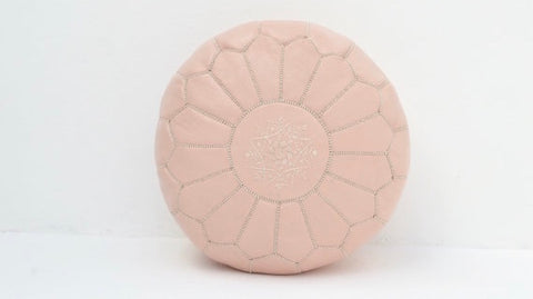 Moroccan Leather Pouf Nude Leather Poufe
