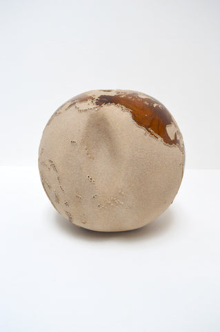 Teak Wood Globe 40 CM White Sand on Rotative Base ID 003