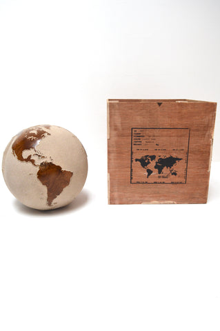 Teak Wood Globe 40 CM White Sand on Rotative Base ID 003