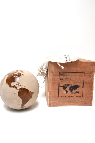 Teak Wood Globe 40 CM White Sand on Rotative Base ID 003