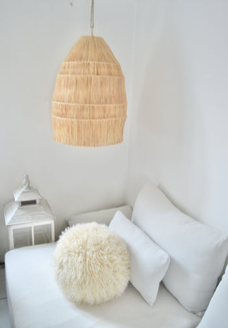 Raffia Palm Light Shade Cone XL Natural Woven Raffia Pendant Light BoutiqueMaroc