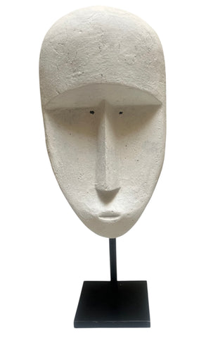 Huge Timor Mask Sculpture Contemporary Chalk White Mask